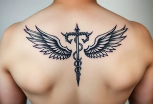 Gothic emo thorns Caduceus tattoo but keep it simple make cool wings tattoo idea