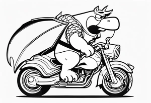 peter griffin wearing iron armor and riding a dragon tattoo idea