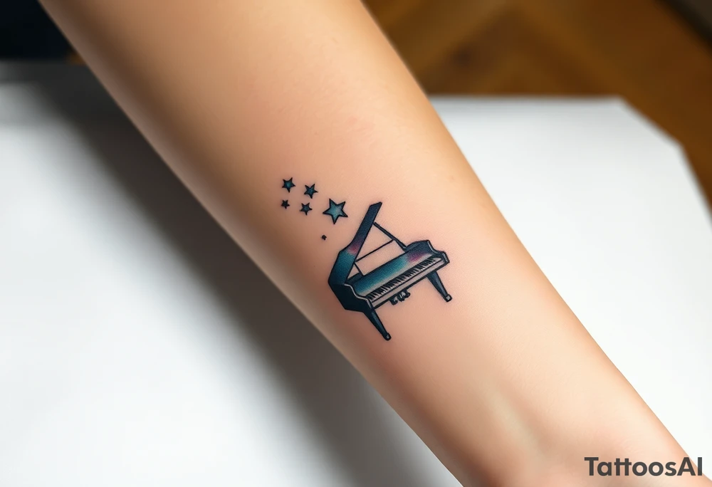 grand piano under stars tattoo idea