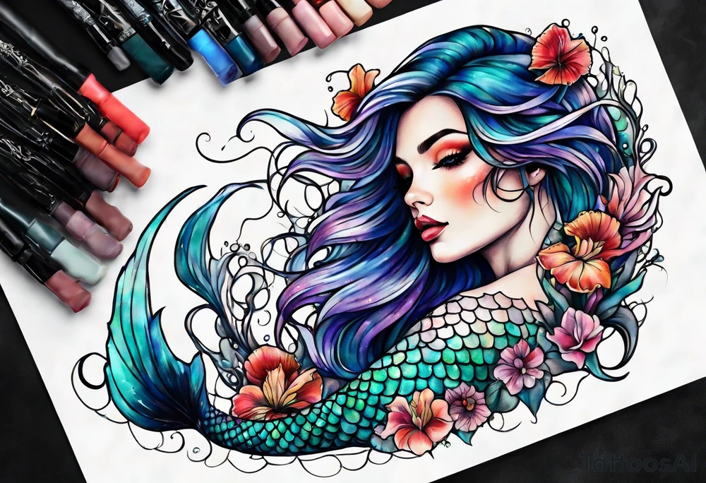 Dead mermaid tattoo idea