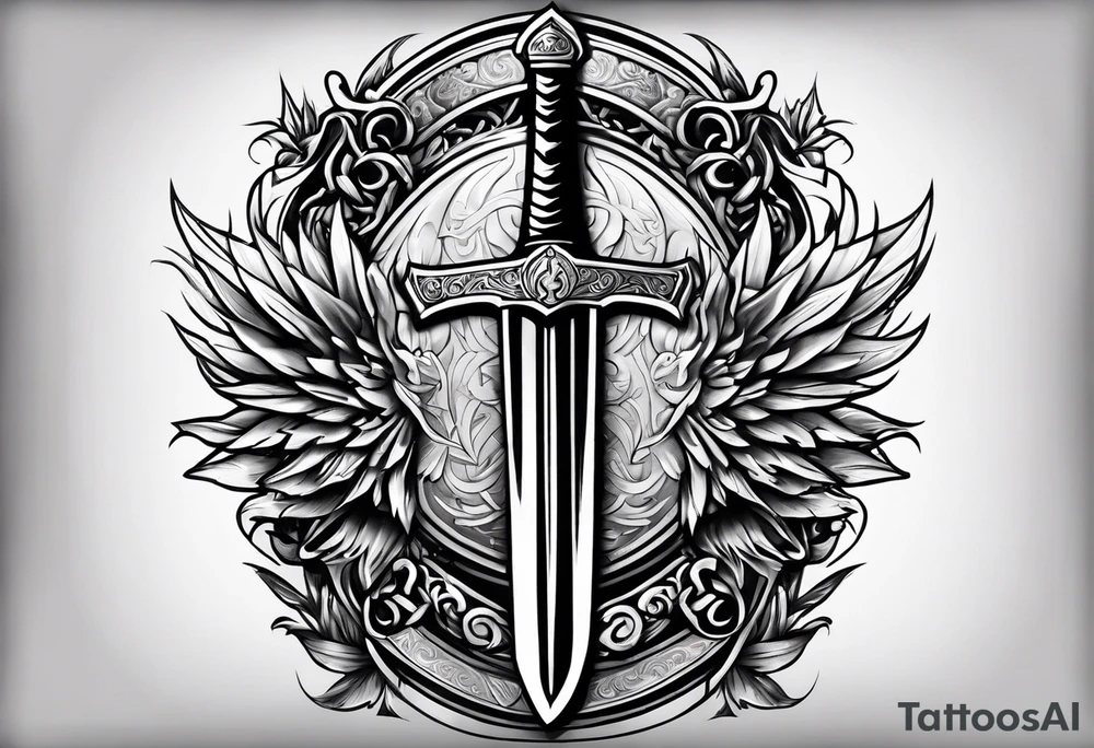 Valhalla sword shield banner tattoo idea
