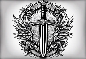 Valhalla sword shield banner tattoo idea