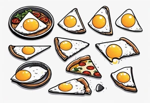 Pair fried eggs tattoo, where for the girl a small slice like a pizza triangular and for the guy the rest of the fried eggs tattoo idea