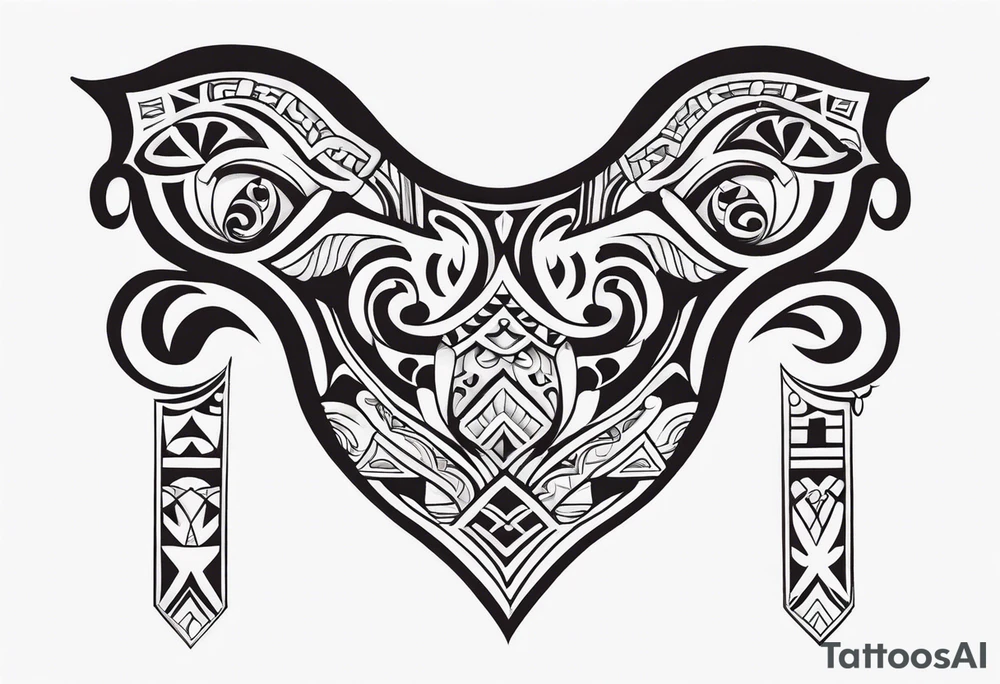 Polynesian neck to chin tattoo tattoo idea
