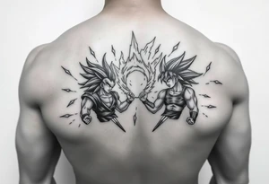 legendary dragonball z scene with energy aura and power effects tattoo idea