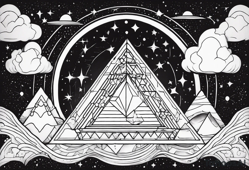 prism stone dispersing light ray into universe tattoo idea