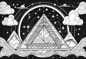 prism stone dispersing light ray into universe tattoo idea