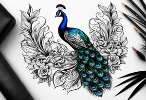 dark peacock tattoo tattoo idea