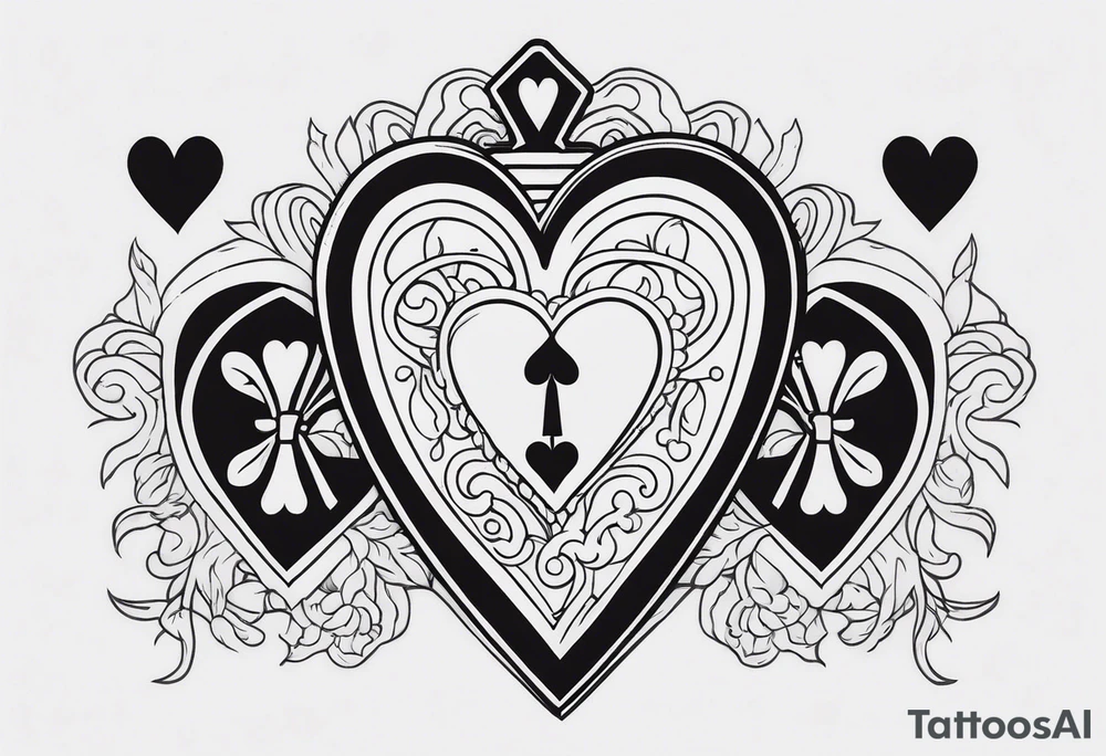 Skeleton stabbing the ace of hearts tattoo idea