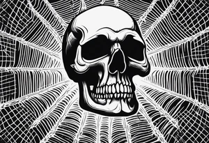 Skull on spider web that says “death before dishonour” on forehead with spiders dropping down to it tattoo idea