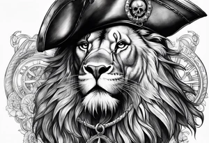 Pirate lion, nautical steampunk theme tattoo idea