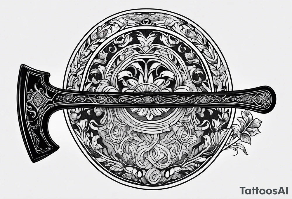 Axe with engravings tattoo idea