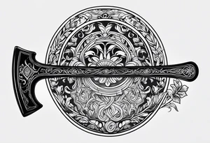 Axe with engravings tattoo idea