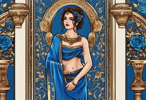 ancient rome clothes ,women,,ancient scale in one hand, blue rose frames, ladies justicia ,keeps  scale tattoo idea