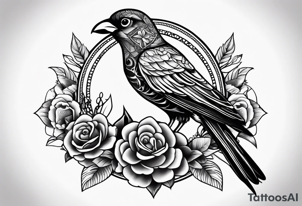 Half crow half dove sugar skull tattoo idea