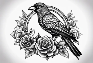 Half crow half dove sugar skull tattoo idea