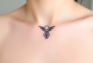 Misfit tiny goblin with wings tattoo idea
