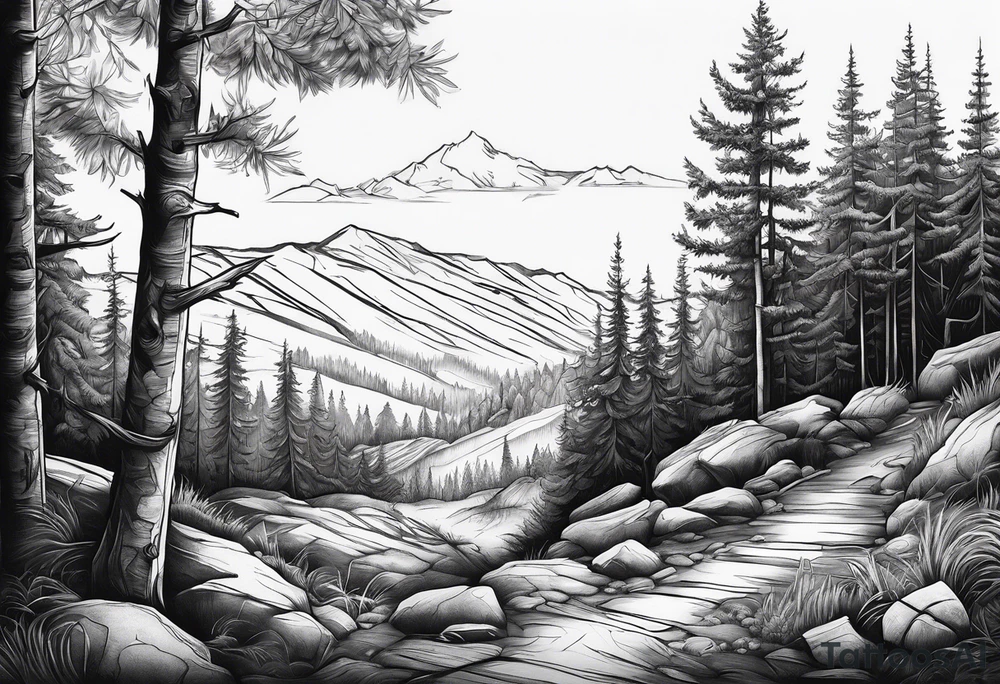 Woods inside a black band tattoo idea