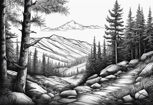Woods inside a black band tattoo idea