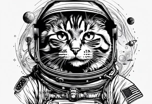 full body astronaut cat tattoo idea