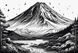 Volcan feu lave tattoo idea