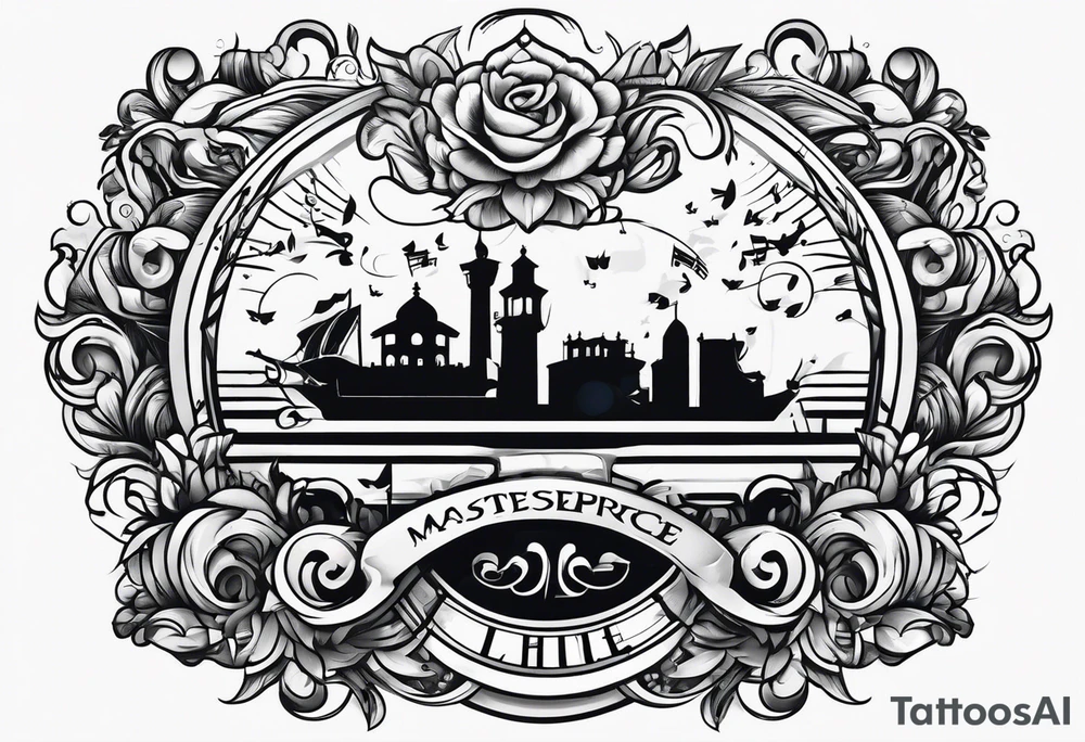 Musical theme ratio with letters L and R tattoo idea