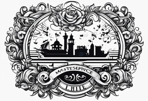 Musical theme ratio with letters L and R tattoo idea