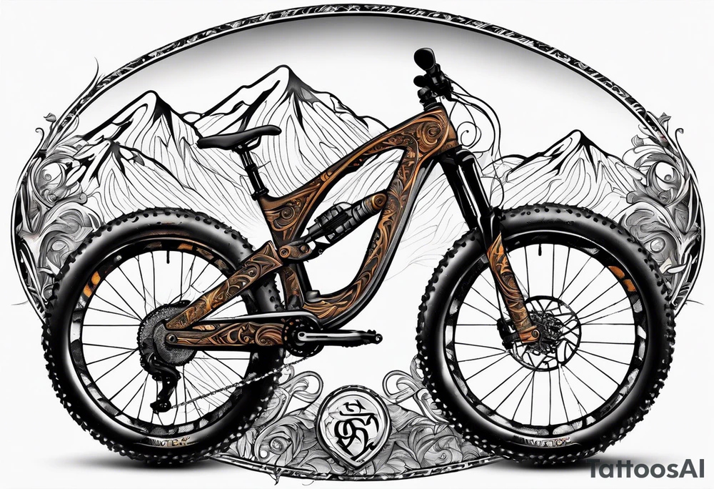 Mountain bike made of a copperhead body tattoo idea