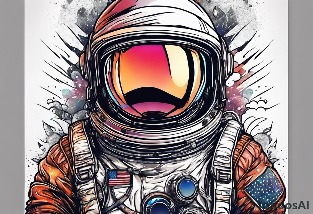 Astronaut with boxing gloves tattoo idea
