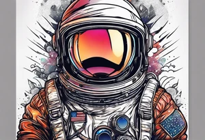 Astronaut with boxing gloves tattoo idea