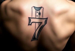 the number seven and a yankee jersey for forearm tattoo idea