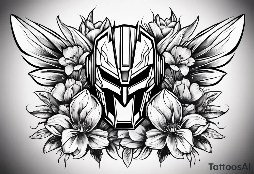 Autobot symbol with Dasiys and tulips tattoo idea