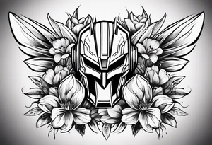 Autobot symbol with Dasiys and tulips tattoo idea