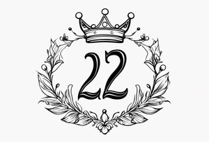 elegant number 22 with a crown tattoo idea