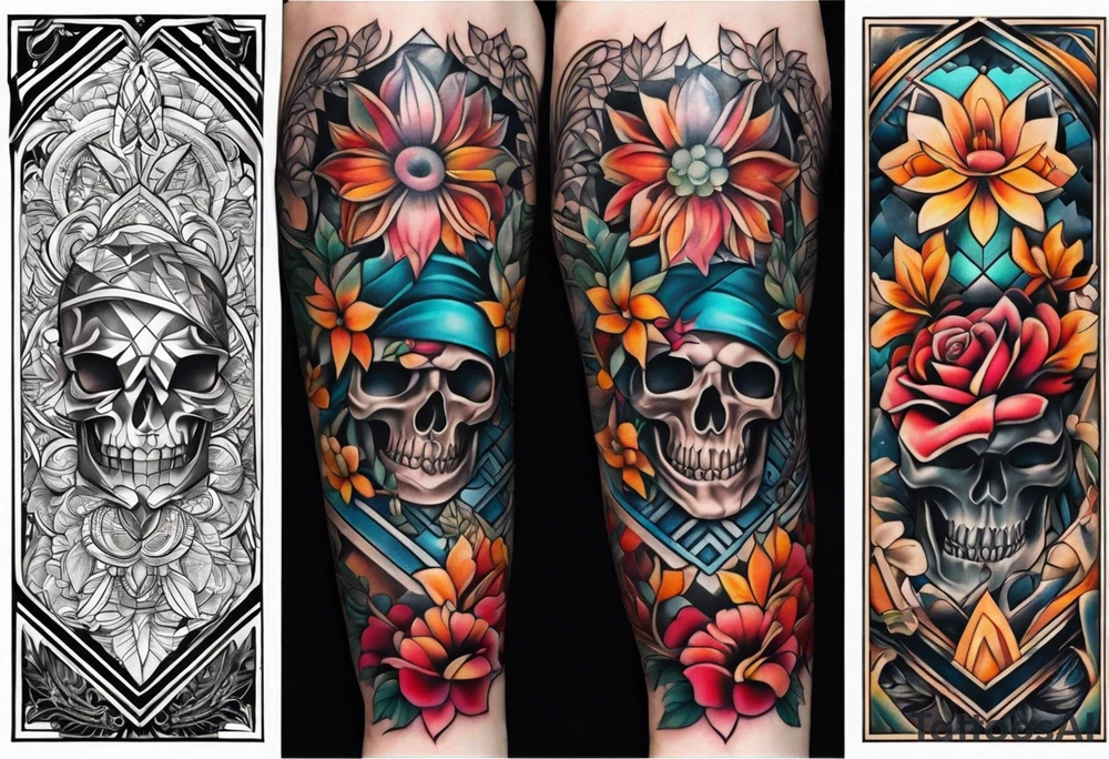 Full leg tattoo sleeve square tattoo idea