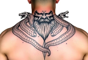 A giant man with snakes as arms tattoo idea