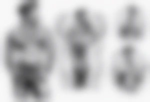 One handsome man with bare torso, full-length, no hat, earrings in his ears stands smoking a cigarette tattoo idea