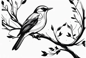 A bird with nest on tree tattoo idea