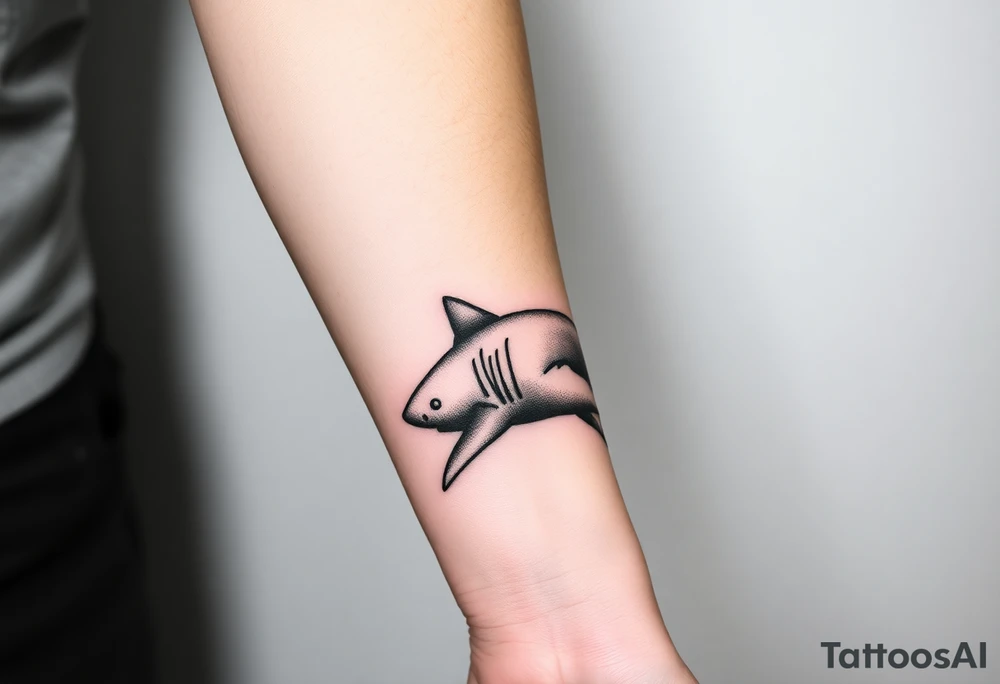 powerful  small great white shark moving forward tattoo tattoo idea