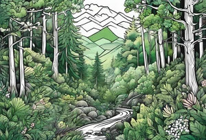 Green forest tattoo idea