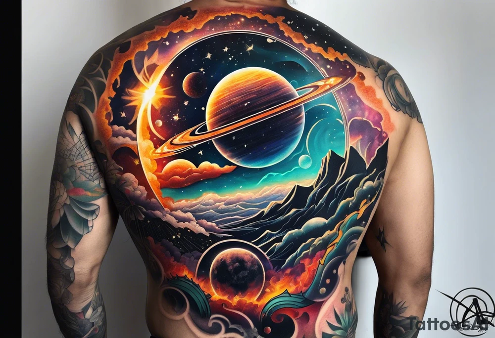 Man,solar, planet space tattoo idea
