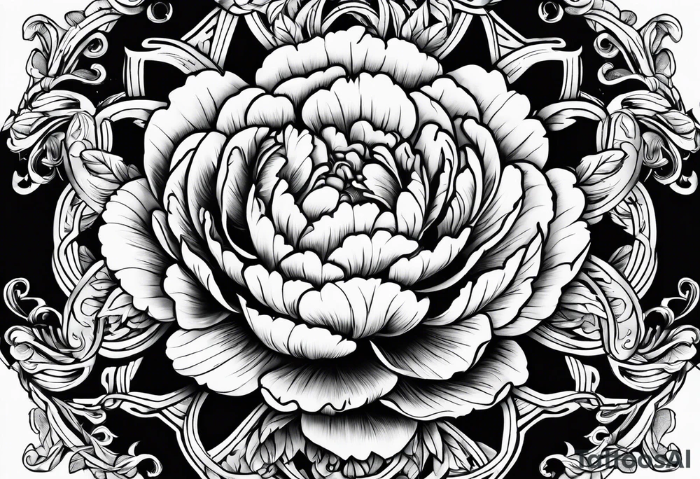 Peonies mystic eye tattoo idea