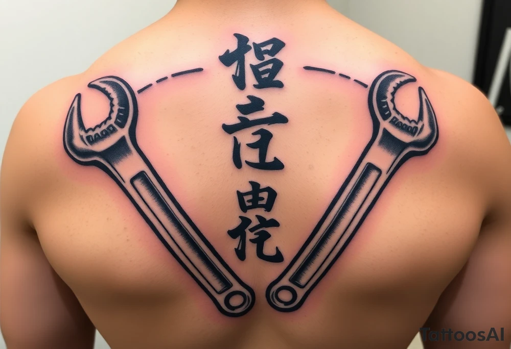 Straight Pipe Wrenches and kanji tattoo idea