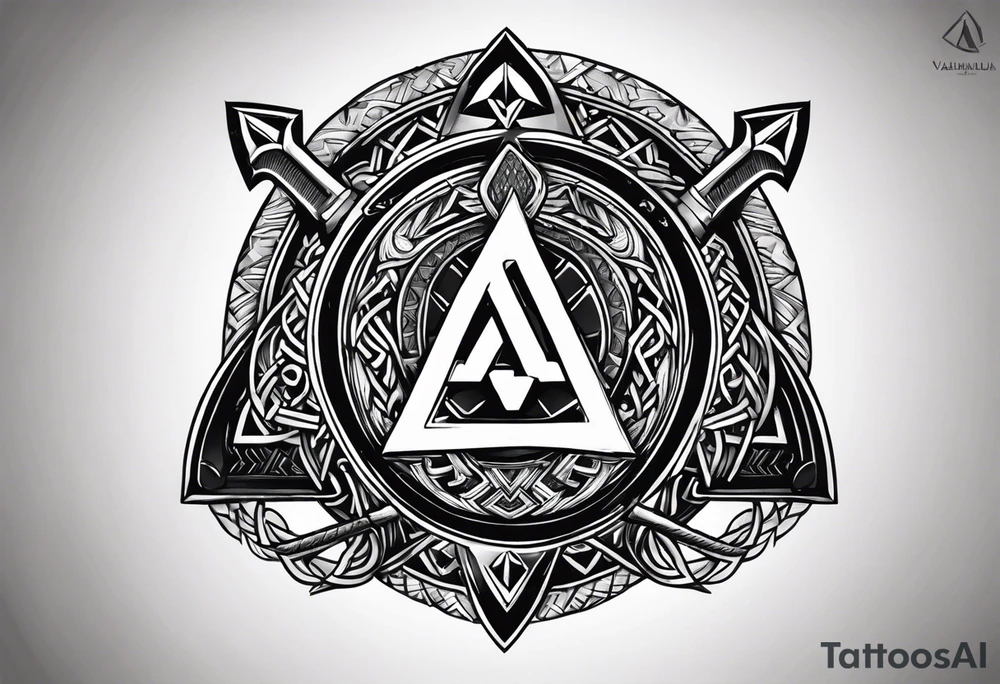 Valhalla shield sword axe Valknut fire armour tattoo idea Valhalla shield sword axe Valknut fire armour tattoo idea