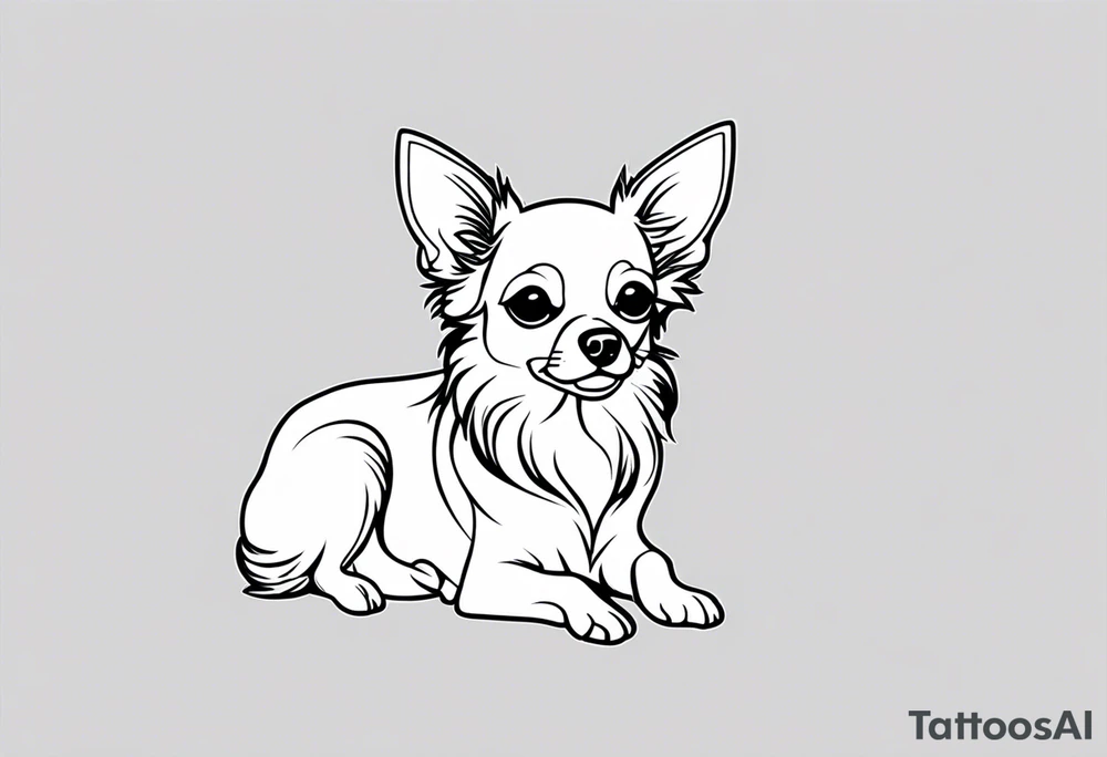 chihuahua long haired tattoo idea