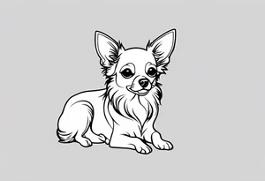 chihuahua long haired tattoo idea