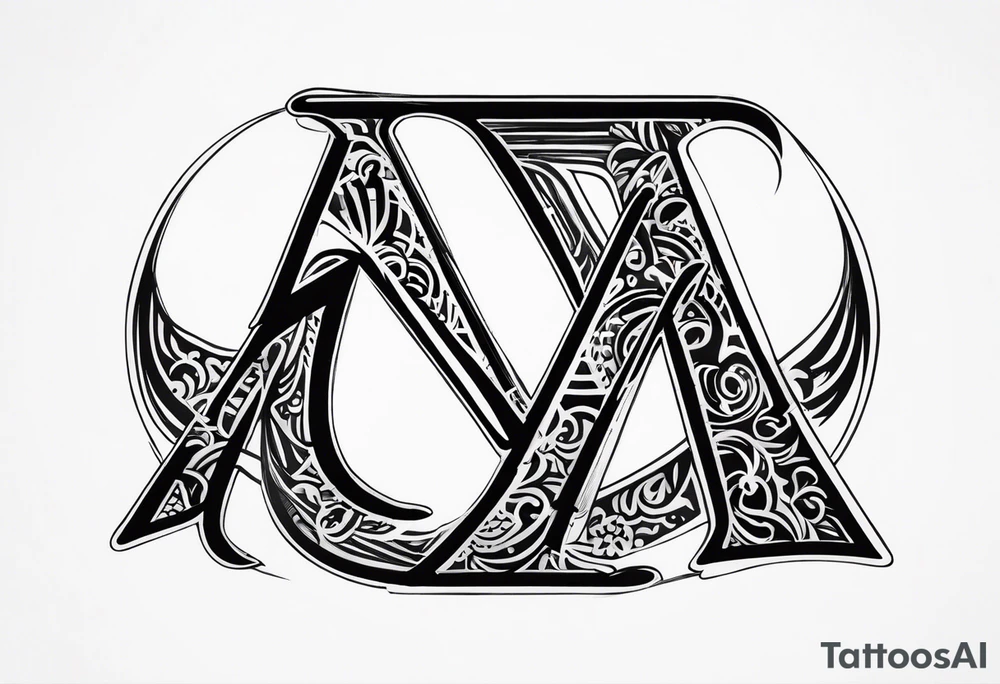 the letters A R in the middle of a ninja headband tattoo idea