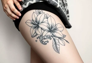 Tropical austrailian flowers with hidden gecko tattoo idea