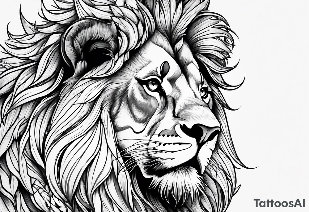 Lion flowers tattoo idea
