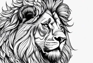 Lion flowers tattoo idea